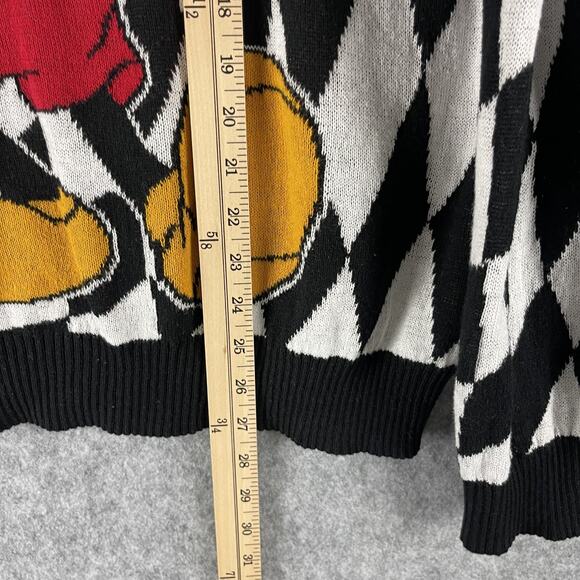 Disney Mickey Mouse Sweater Womens XXL Checkered Knit Graphics Pullover Retro - Picture 8 of 13
